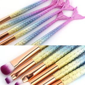 img 3 attached to 💄 Enhance your Makeup Technique with the 6pcs Mermaid Makeup Brush Set: Foundation, Eyebrow, Eyeliner, Blush, Concealer Brushes