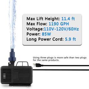 img 1 attached to 🐠 FREESEA Aquarium Submersible Fountain Pump: Ultra Quiet Water Pump for Pond, Fish Tank, Pool, Garden Waterfall, Sump, Hydroponic - 740-1340GPH