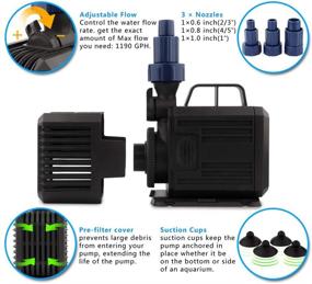 img 2 attached to 🐠 FREESEA Aquarium Submersible Fountain Pump: Ultra Quiet Water Pump for Pond, Fish Tank, Pool, Garden Waterfall, Sump, Hydroponic - 740-1340GPH