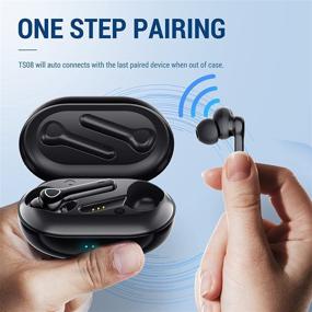 img 3 attached to True Wireless Earbuds for iPhone Android: Microphone, Noise Cancelling, Waterproof - Bluetooth in-Ear Workout Headphones with Blue Tooth Earphones