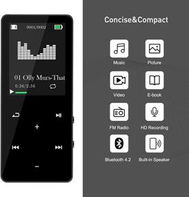 img 3 attached to 🎧 Bluetooth MP3 Player 32GB - Portable Lossless Music Player for Kids with Earphones and Built-in Speaker - Perfect for Walking, Jogging - Touch Buttons Design - FM Radio, Voice Recorder, E-Book Support