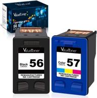 valuetoner remanufactured ink cartridges hp 56 & 57 c9321bn c6656an c6657an for deskjet 5650 5550 5150, photosmart 7350 7260 7450 7550 7760, psc 2210 printer (1 black, 1 tri-color, pack of 2) logo