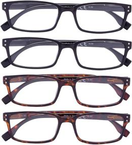 img 4 attached to Men and Women's Vintage Reading Glasses Comfortable Eyeglasses 4 Pack Readers