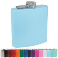 clear water home goods - 6 oz powder coated stainless steel hip flask - wedding party - groomsman - bridesmaid (matte light blue logo