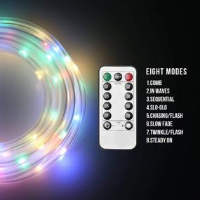 img 3 attached to 🌈 Outdoor Multi Colored LED Rope Lights - 33ft Waterproof Fairy Lights with Remote, 8 Modes - USB Powered for Bedroom, Garden, Patio, Kids Room, Deck, Christmas Decoration