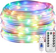 🌈 outdoor multi colored led rope lights - 33ft waterproof fairy lights with remote, 8 modes - usb powered for bedroom, garden, patio, kids room, deck, christmas decoration логотип