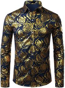 img 4 attached to 🌸 ZEROYAA Nightclub Men's Clothing and Shirts - Flower Print Buttoned