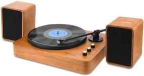 img 4 attached to 🎵 Voksun 3-Speed Precision Turntable: High Fidelity Vinyl Record Player with Dual 15 Watt Speakers, Magnetic Cartridge, Belt-Drive, Bluetooth and Natural Walnut Design