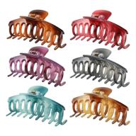 💎 stylish and secure: 6pcs crystal square french design hair claw clips for women - no-slip, strong hold, 6 colors logo