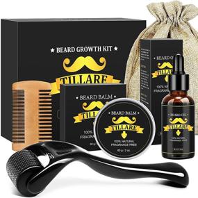 img 4 attached to Beard Growth Kit - Ultimate Beard Roller Kit with Growth Oil, Roller, Balm, Comb | Men's Gifts for Birthday, Husband, Dad, Boyfriend