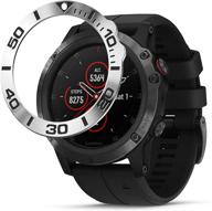 🔒 байхуи кольцо-обод из нержавеющей стали совместимо с garmin fenix 5x plus - наклейка-накладка на кольцо-обод для защиты от царапин и столкновений - идеальный аксессуар для часов garmin (серебро - не совместимо с fenix 5 / 5x) логотип