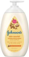 👶 johnson's skin nourish moisturizing baby lotion - shea & cocoa butter scent, gentle & lightweight body lotion for dry skin - whole family, hypoallergenic, dye-free - 16.9 fl. oz logo