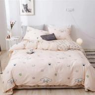 🛏️ quirky cinnamoroll bedding set for kids & teens | queen size duvet cover, pillow shams | adorable animal dogs print on comforter cover | reversible pink design | cotton material logo