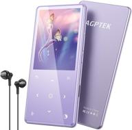 agptek portable music player with bluetooth 5.0, speaker, 2.4 inch screen, 16gb, fm radio, recordings - purple logo