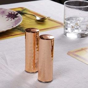 img 1 attached to 🧂 GoCraft Copper Finish Salt and Pepper Shakers - Elegant Stainless Steel 4" (Hammered Design)