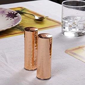 img 2 attached to 🧂 GoCraft Copper Finish Salt and Pepper Shakers - Elegant Stainless Steel 4" (Hammered Design)