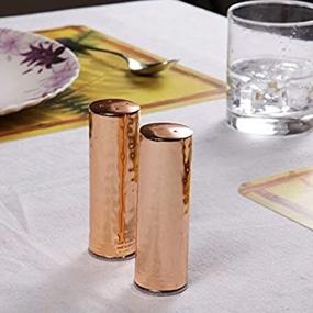 img 3 attached to 🧂 GoCraft Copper Finish Salt and Pepper Shakers - Elegant Stainless Steel 4" (Hammered Design)