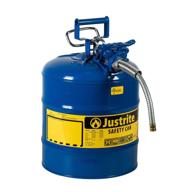 justrite 7250330 accuflow 5 gallon safety can - galvanized steel type ii blue can with flexible spout - buy now! logo