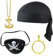 pirate costume accessory set: beelittle captain - eye patch, gold earring, and necklace - perfect for halloween logo