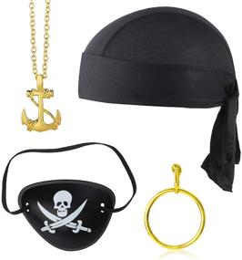 img 4 attached to Pirate Costume Accessory Set: Beelittle Captain - Eye Patch, Gold Earring, and Necklace - Perfect for Halloween