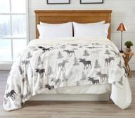 🦌 berber fleece velvet plush blanket - premium reversible sherpa, cozy, soft, and warm. cielo collection. ideal for full/queen bed size. (moose pattern) logo