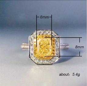 img 3 attached to 💍 Stunning Citrine Princess Cut Ring: Xiaomei Women's 925 Sterling Silver CZ Halo Engagement Ring Size 6-10 (US 10)