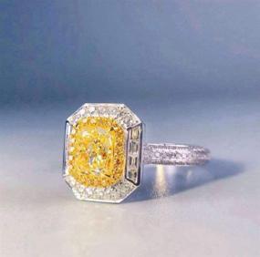 img 1 attached to 💍 Stunning Citrine Princess Cut Ring: Xiaomei Women's 925 Sterling Silver CZ Halo Engagement Ring Size 6-10 (US 10)