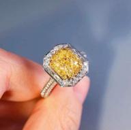 💍 stunning citrine princess cut ring: xiaomei women's 925 sterling silver cz halo engagement ring size 6-10 (us 10) logo