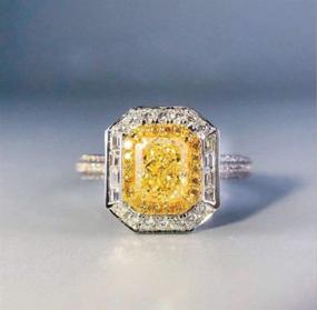 img 2 attached to 💍 Stunning Citrine Princess Cut Ring: Xiaomei Women's 925 Sterling Silver CZ Halo Engagement Ring Size 6-10 (US 10)