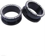 🖤 black stainless steel crystal rhinestone ear tunnels plugs expanders gauges stretcher cz earrings screw piercing fashion jewelry logo