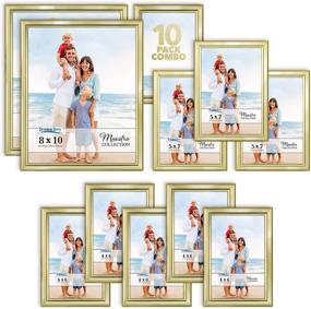 img 4 attached to 🖼️ Maestro Collection Gold Photo Frames Set - 10 PC (5x 4x6, 3x 5x7, 2x 8x10), Classy Contemporary Style for Wall Gallery - Icona Bay Combination Frames