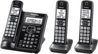 беспроводная телефонная система panasonic kx-tgf543b - 3 трубки, автоответчик, шумоподавление, блокировка вызовов, голосовое оповещение о вызове, внутреннее голосовое оповещение - черный логотип