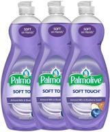 🍽️ palmolive ultra soft touch dish soap with almond milk & blueberry extracts - gentle to hands, powerful against grease - concentrated formula 32.5 ounce bottles (pack of 3) logo