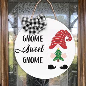 img 3 attached to 🏡 Rustic Farmhouse Welcome Sign - Interchangeable Gnome Sweet Gnome Wooden Door Decor with 12pcs Fall Halloween Christmas Thanksgiving Decorations - 12 Inches, White - Perfect for Gifts