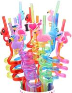 fun flamingo party favors: 16 pcs reusable 🦩 straws & party decorations for kids girls - jellydog toy logo