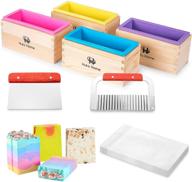 🧼 88oz silicone soap mold with cutter & wooden box - ideal for adults, melt and pour/cold process lye glycerin goat small soap loaf. comes with stainless steel wavy & straight slicer. logo