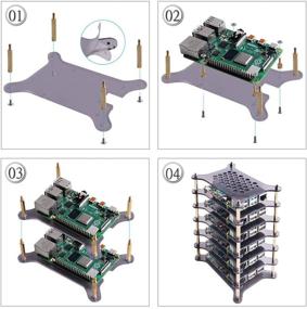 img 2 attached to 🔥 Корпус GeeekPi на 6 уровней для Raspberry Pi кластера с радиаторами - стопочный корпус-оболочка для Raspberry Pi 4/3/2 Model B и Raspberry Pi 3 Model B+ (коричневый)