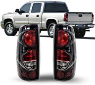 zmautoparts tail brake lights rear lamps - black - 1999-2006 chevy silverado / 1999-2003 gmc sierra pickup logo