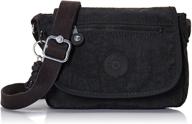 👜 kipling women's sabian mini crossbody bag, lightweight everyday nylon purse, black noir shoulder bag logo