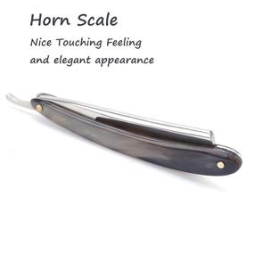 img 3 attached to 🪒 Zertone High-End Horn Scale Straight Razor - 440C Stainless Steel Blade, Cutthroat Edge for Barbers