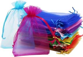 img 4 attached to 🎁 SumDirect 110Pcs 4x6 Inches Sheer Drawstring Organza Pouches in Mixed Colors for Jewelry, Wedding, Party, Christmas Gifts