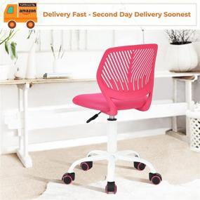 img 3 attached to 🪑 Comfortable Pink Swivel Desk Chair for Kids and Teens - GreenForest Armless Adjustable Computer Office Chair