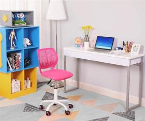 img 2 attached to 🪑 Comfortable Pink Swivel Desk Chair for Kids and Teens - GreenForest Armless Adjustable Computer Office Chair