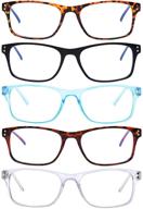 pack of 5 blue light blocking reading glasses with spring hinges for women and men - anti-uv ray readers (assorted colors, 1.75x) logo