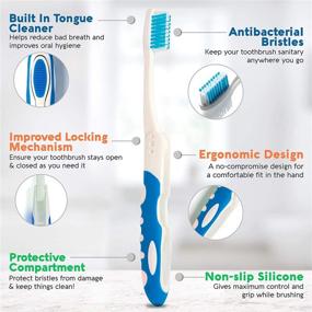 img 3 attached to 🦷 6-Pack Folding Travel Toothbrush - Portable & Compact Size, Medium Bristles - Ideal for Camping, Hiking, Adults, Kids & More!