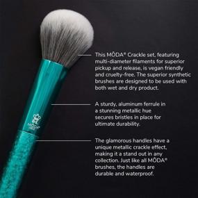 img 1 attached to 💄 MODA Full Size Crackle 6pc Makeup Brush Set with Pouch - Multi-Purpose Powder, Contour, Eye Shader, Smoky Eye, Angle Liner Brushes in Emerald