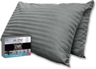 🛏️ mirage grey damask stripe sateen 100% cotton soft standard size pillowcases set - hotel quality pre-shrunk & fade resistant bedding sheets - 2 piece set logo