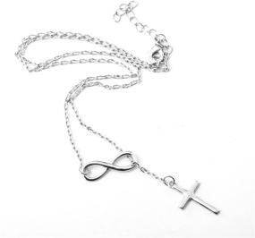 img 2 attached to 🔗 Eternal Series: Premium Rhodium Silver Plated Infinity Pendant Necklace with Cross - Christian Heirloom - Ideal Christmas Gift