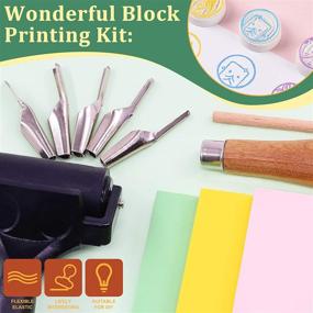 img 2 attached to 🎨 Keadic 12Pcs Soft Rubber Carving Blocks Kit with Linoleum Cutter Tools and 2 Inches Rubber Roller Brayer Rollers Glue Roller - Perfect for Ink Paint Block Stamping, Printmaking, Wallpaper, and Arts & Crafts