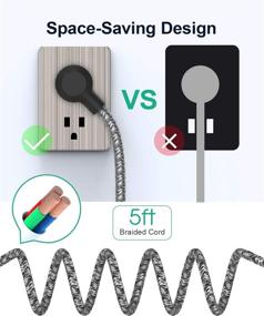 img 1 attached to 💡 Compact USB Power Strip with Mountable Flat Plug, 3 Outlets, 3 Smart USB Ports (3.1A), 5ft Braided Extension Cord - Ideal for Travel, Cruise Ship, Home, Office